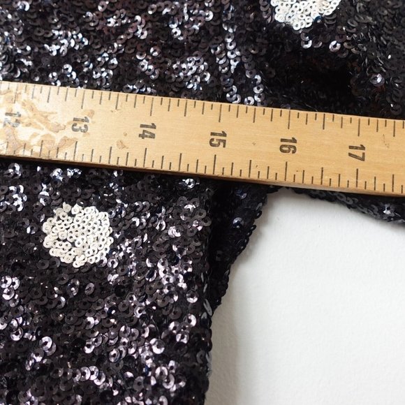 Black Sequin Top Women 2XS Cotton Blouse Party Club Allover Sparkle Bling J CREW - Picture 4 of 8